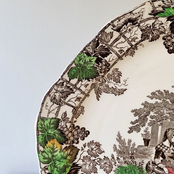 SPODE COPELAND SPODE'S BYRON SANDWICH PLATE IRONSTONE PLATTER BROWN +WHITE GUC - Picture 3 of 9